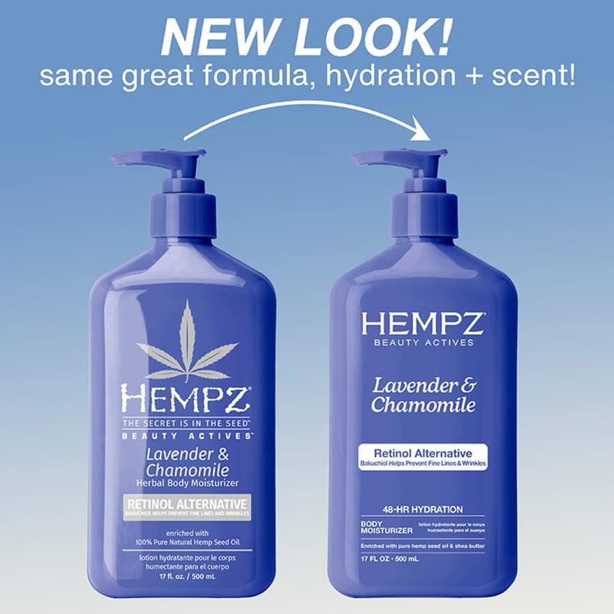 Hempz Body Lotion - Lavender & Chamomile Herbal Limited Edition Daily Moisturizing Cream, Shea Butter, Aloe, Lavender Extract Body Moisturizer - Skin Beauty & Personal Care Hempz