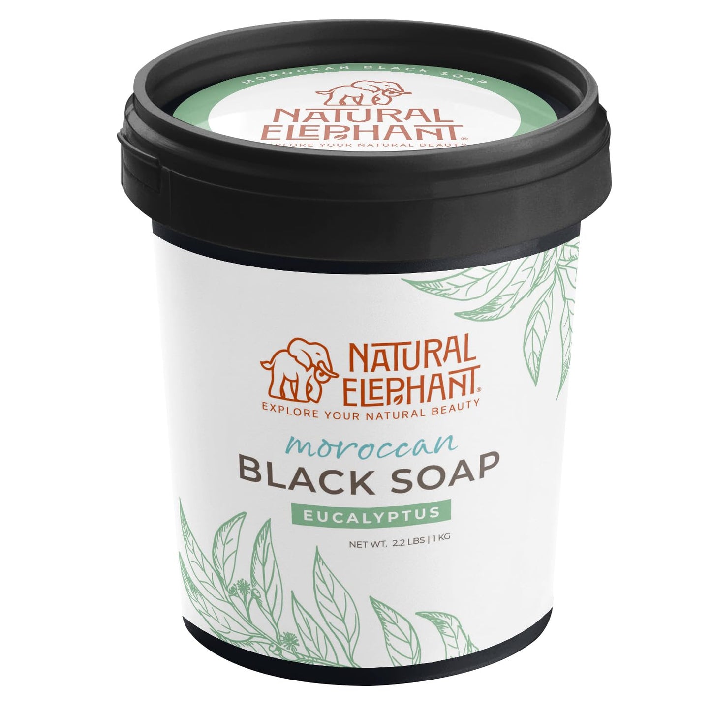 Natural Elephant Moroccan Black Soap With Eucalyptus Essential Oil 1kg (2.2 lbs) Bulk Size Beauty & Personal Care Natural Elephant