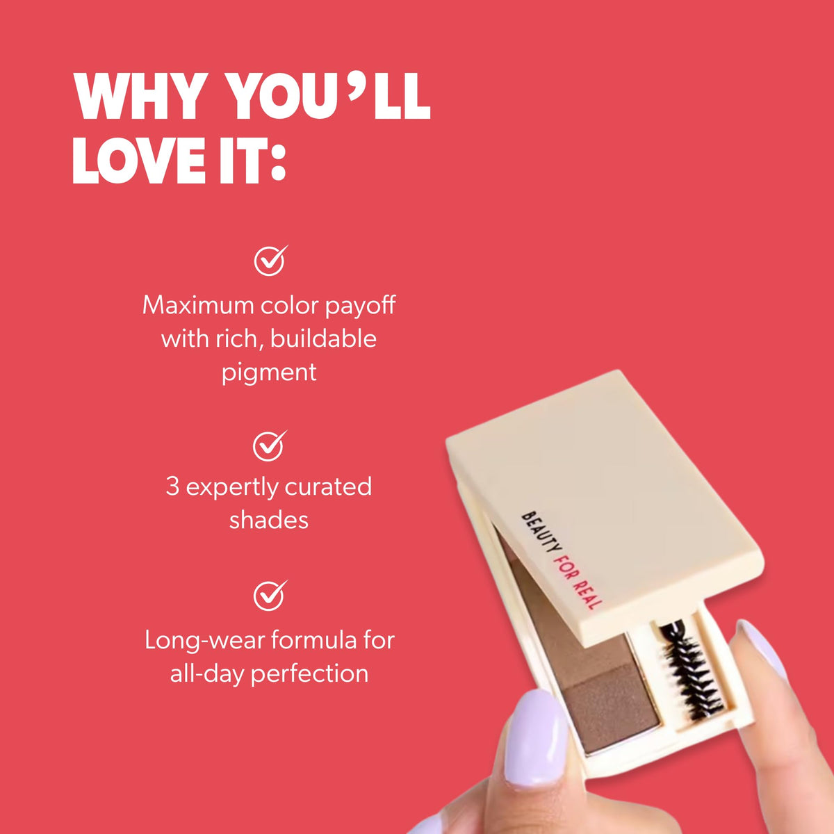 Beauty For Real Brow Max Ombre Brow Powder, Light - Shapes, Balances & Defines Eyebrows - Long-Wear Formula - Vegan, Cruelty Free & Paraben Free