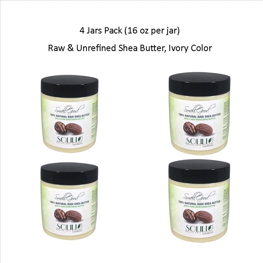 SmellGood - African Shea Butter Ivory Unrefined 16oz Creamy PACK OF 4 Beauty & Personal Care SmellGood