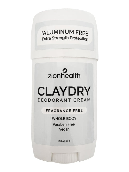Zion Health Clay Dry Whole Body Deodorant Cream 2.3 oz Fragrance Free Beauty and Personal Care Zion Health