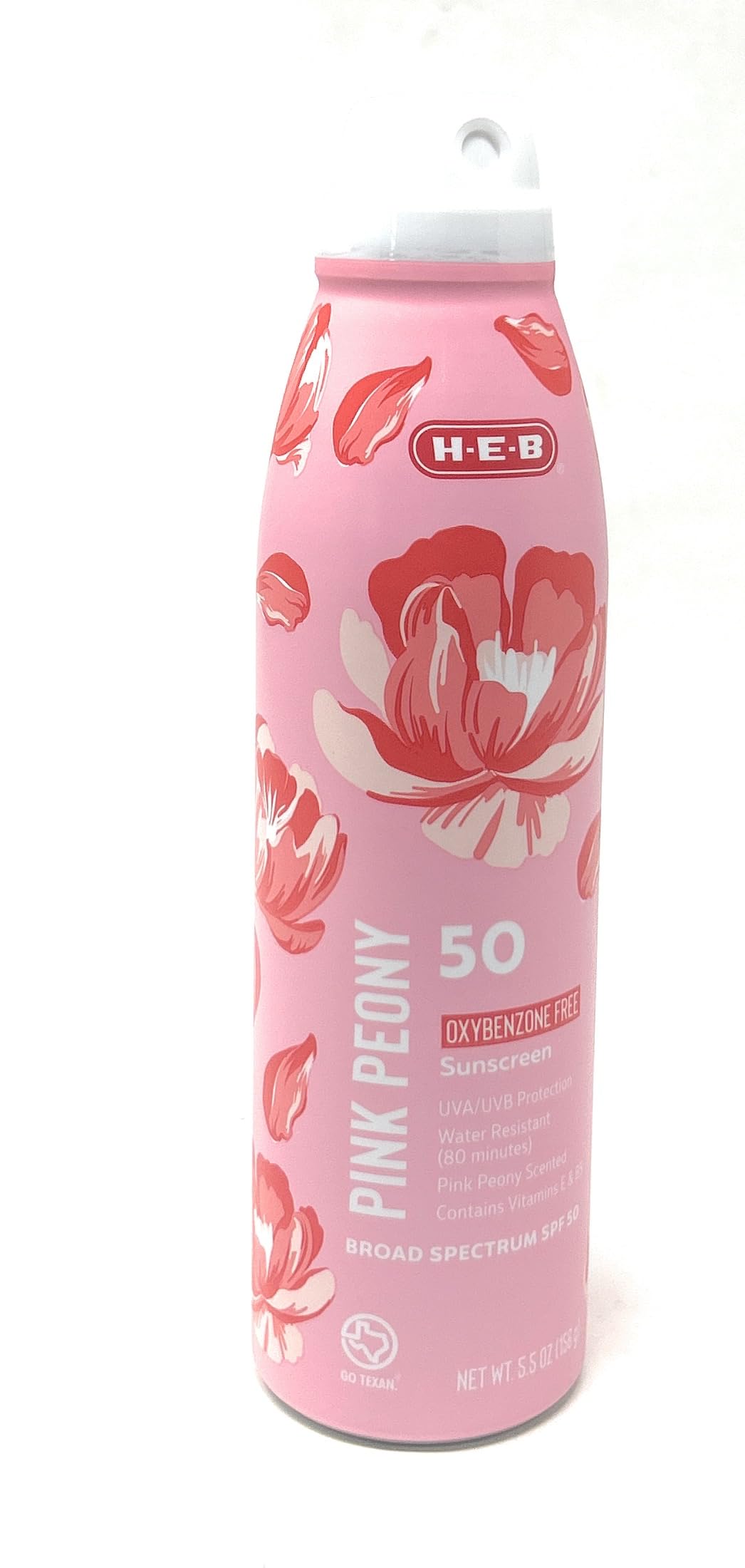 H-E-B Pink Peony Flower Scented Sunscreen Spray - SPF 50-5.5oz bottle Beauty & Personal Care H-E-B