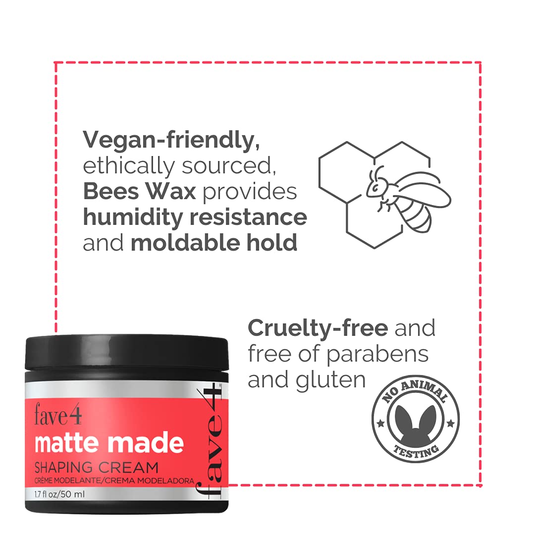 fave4 hair Matte Made Shaping Cream for Men, Lightweight Pomade Finish for Styling, 1.7 fl oz Beauty & Personal Care fave4