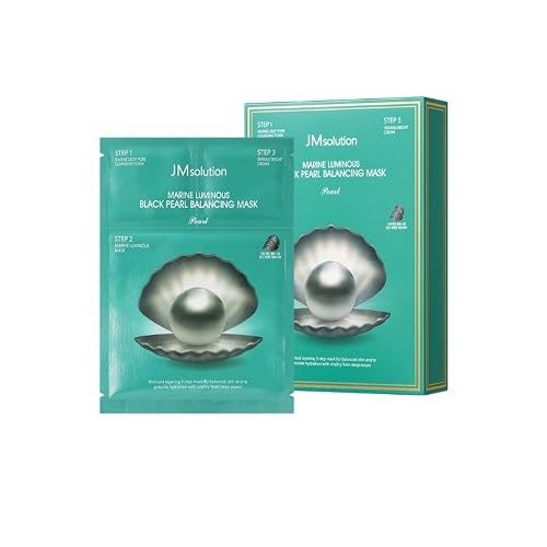 JMsolution Marine Luminous Black Pearl 3 Step Mask (10 Sets) | Bubble Cleanser + Black Sheet Mask + Finishing Cream | Oil & Moisture Balance Korean Beauty & Personal Care JMsolution