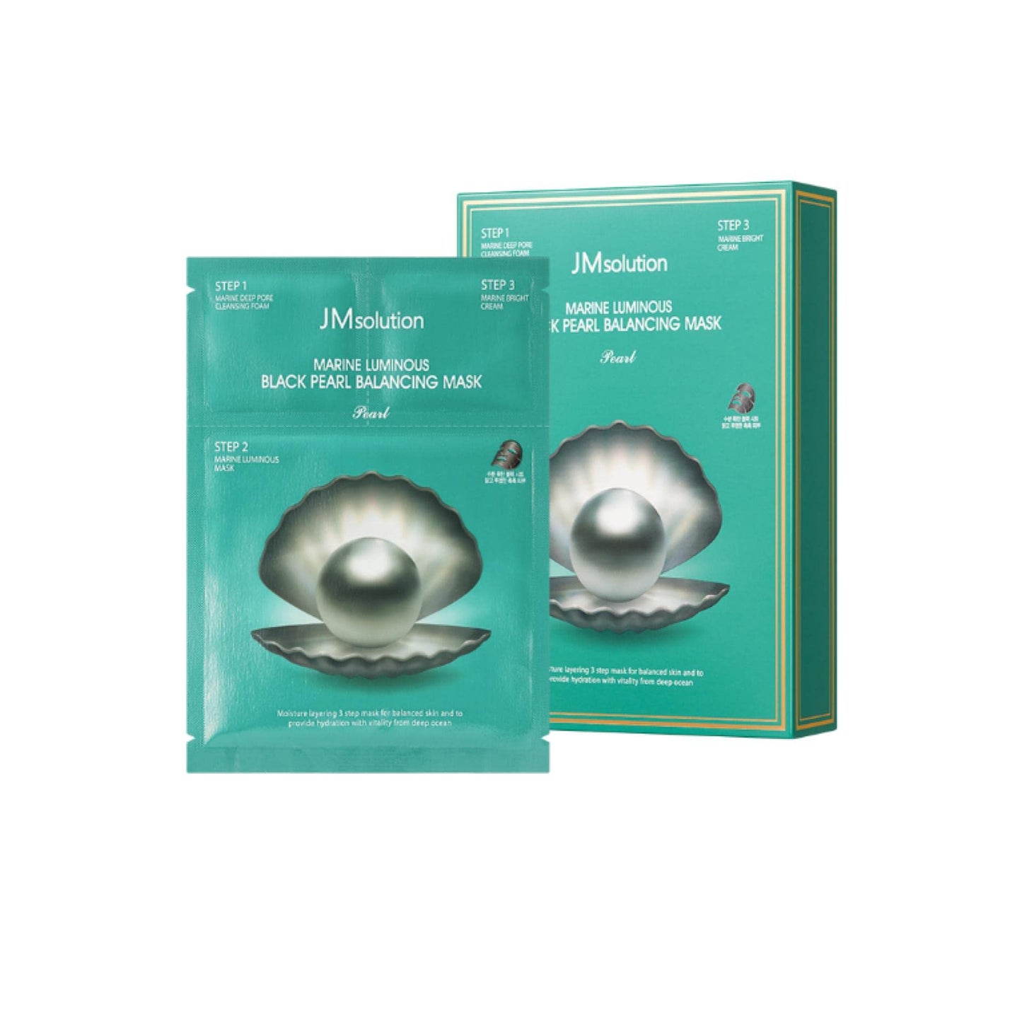 JMsolution Marine Luminous Black Pearl 3 Step Mask (10 Sets) | Bubble Cleanser + Black Sheet Mask + Finishing Cream | Oil & Moisture Balance Korean Beauty & Personal Care JMsolution