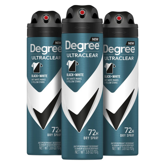 Degree Men Antiperspirant Deodorant Dry Spray Black + White Protects from Deodorant Stains Antiperspirant for Men with MotionSense Technology, 3.8 Beauty and Personal Care Degree Default Title
