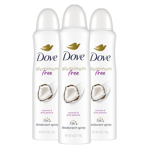 Dove Aluminum Free Deodorant Spray for Women 3 Count Coconut & Pink Jasmine 72 hour odor protection 4oz Beauty and Personal Care Dove