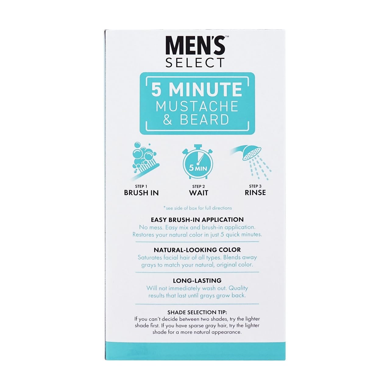 Men’s Select 5 Minute Mustache & Beard Black Brush-In Facial Hair Dye with Brush Included Beauty & Personal Care Men's Select