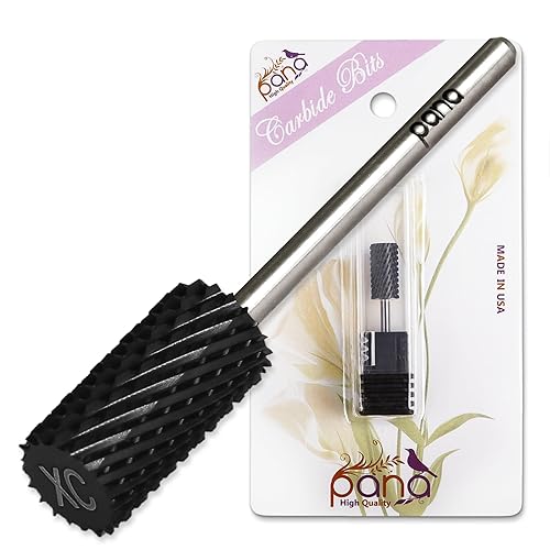 PANA Professional 3/32" Shank Size - Flat Top Large Barrel Carbide Bit - Nail Drill Bit for Dremel Machine (Silver, Gold, DLC Black) (Extra Coarse Beauty & Personal Care PANA