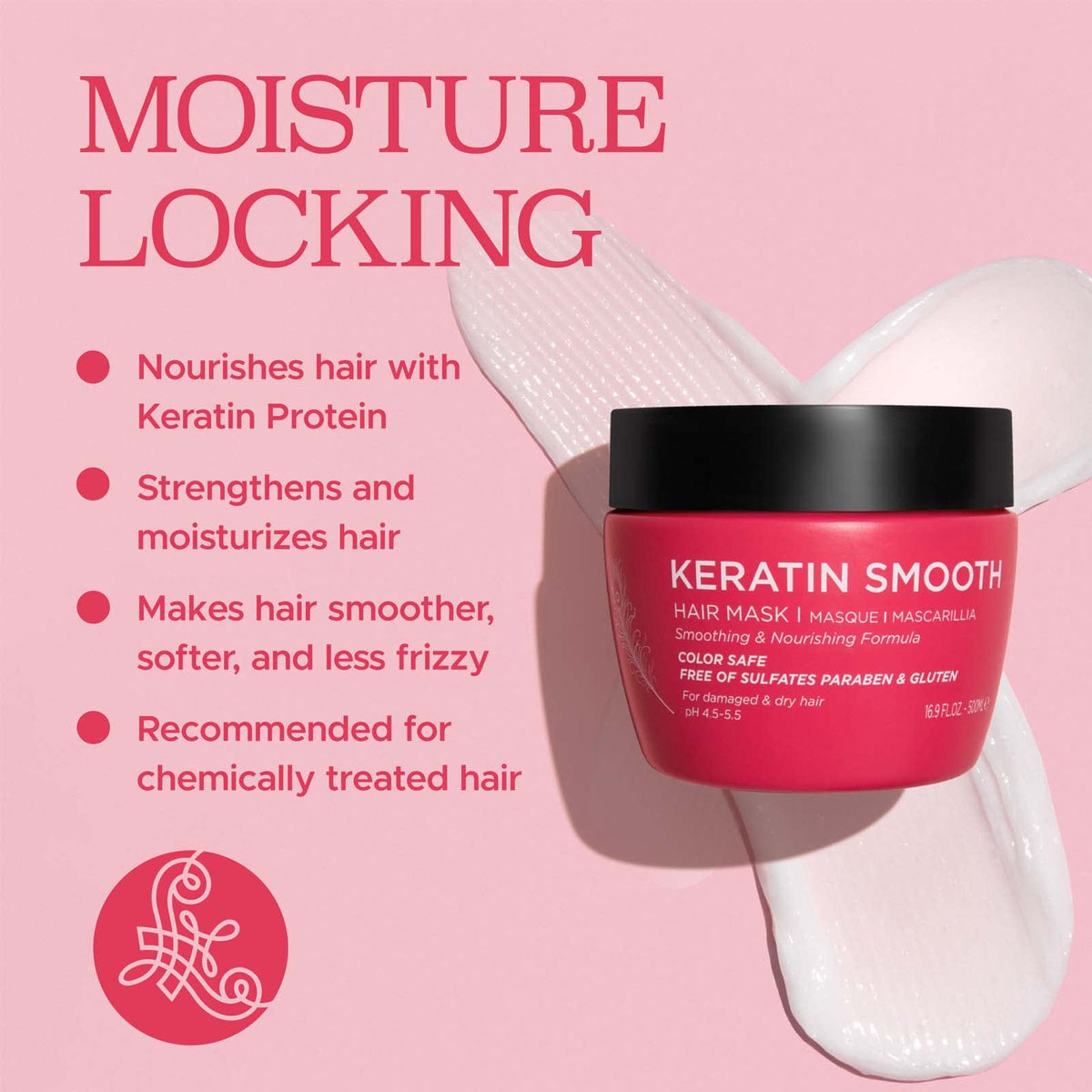 Luseta Keratin Hair Mask, Deep Repair Treatment for Damaged Hair 16.9oz
