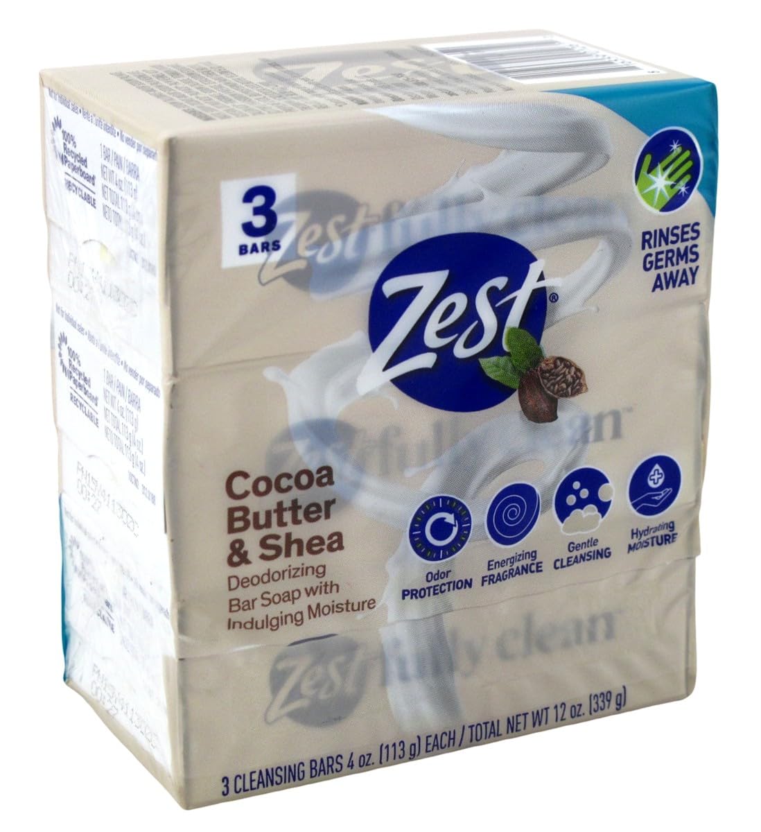 Zest Bath Bars, Cocoa Butter & Shea, 4 oz bars, 3 ea (Pack of 2) Beauty & Personal Care Zest