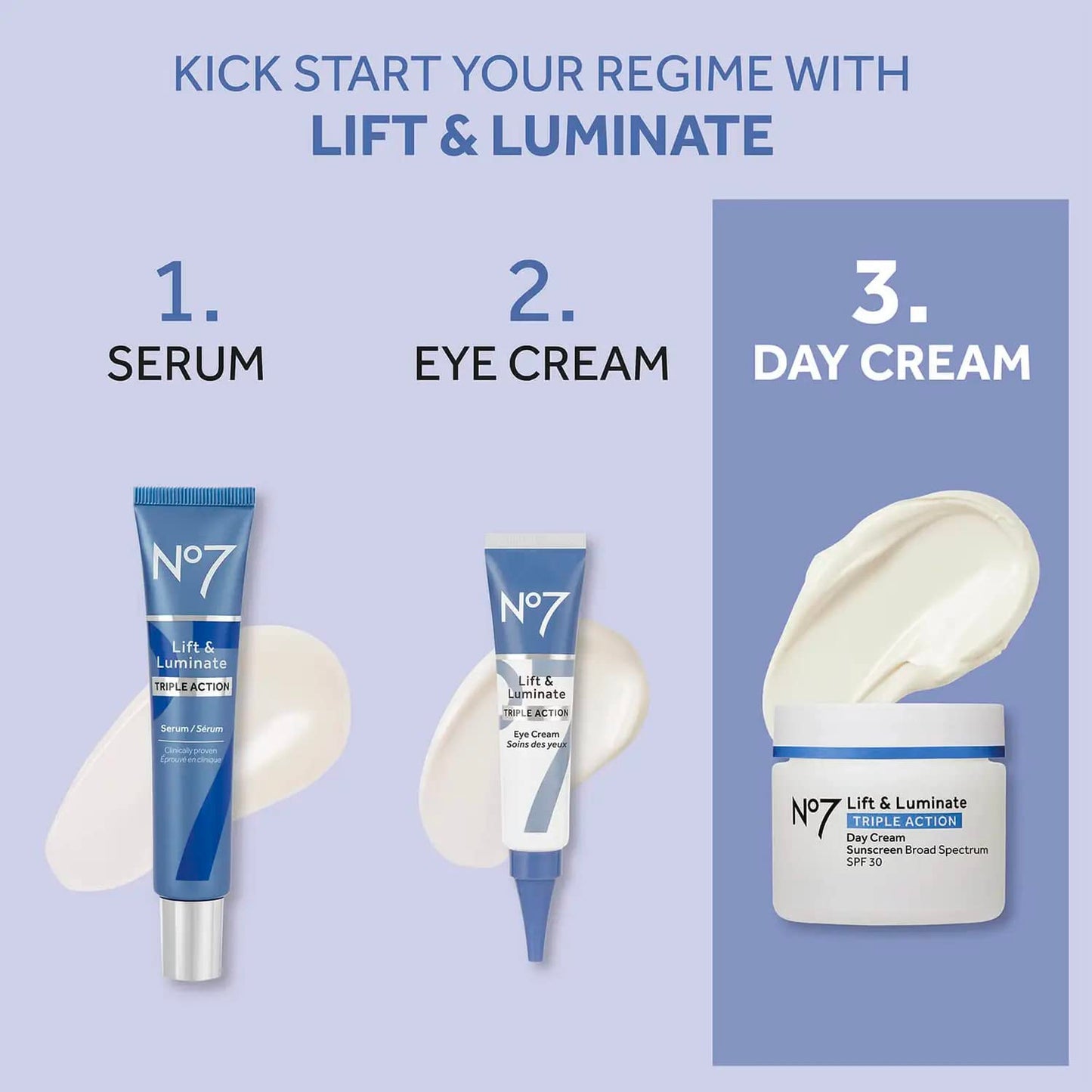 No7 Lift & Luminate Triple Action Fragrance Free Day Cream SPF 30 - Broad Spectrum Anti Aging Face Cream - Hydrating Hibiscus Peptides & Hyaluronic Beauty & Personal Care No7