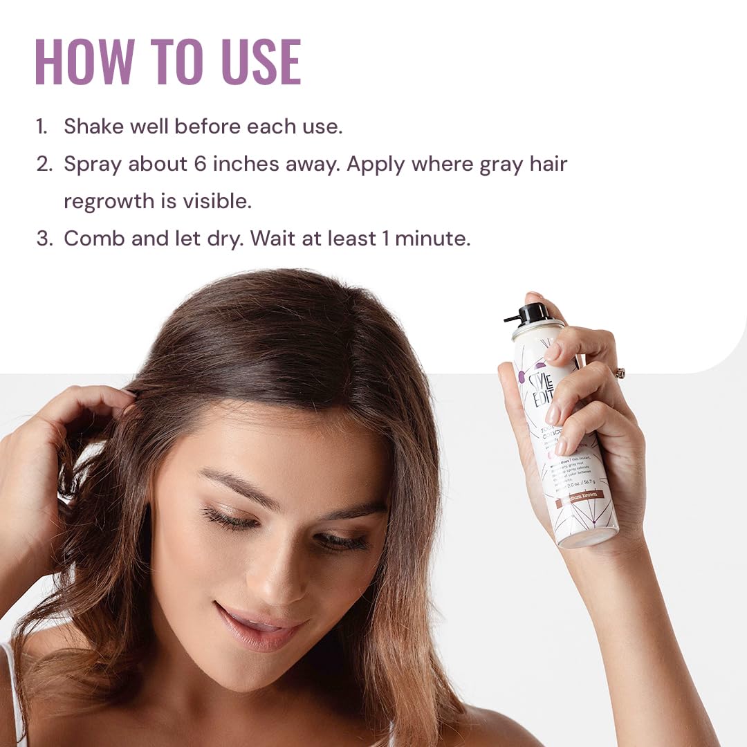 Style Edit Root Touch Up Spray | Temporary Hair Color for Gray Roots and Thinning Hair | Salon-Quality, Transfer-Resistant Hair Concealer | Black, 2 Beauty & Personal Care STYLE EDIT