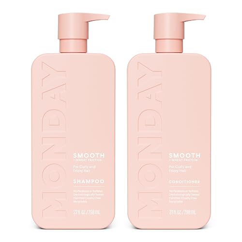 MONDAY HAIRCARE Smooth Shampoo + Conditioner Bathroom Set (2 Count) 27 oz Each For Frizzy, Coarse & Curly Hair Made with Coconut Oil, Shea Butter Beauty & Personal Care MONDAY HAIRCARE