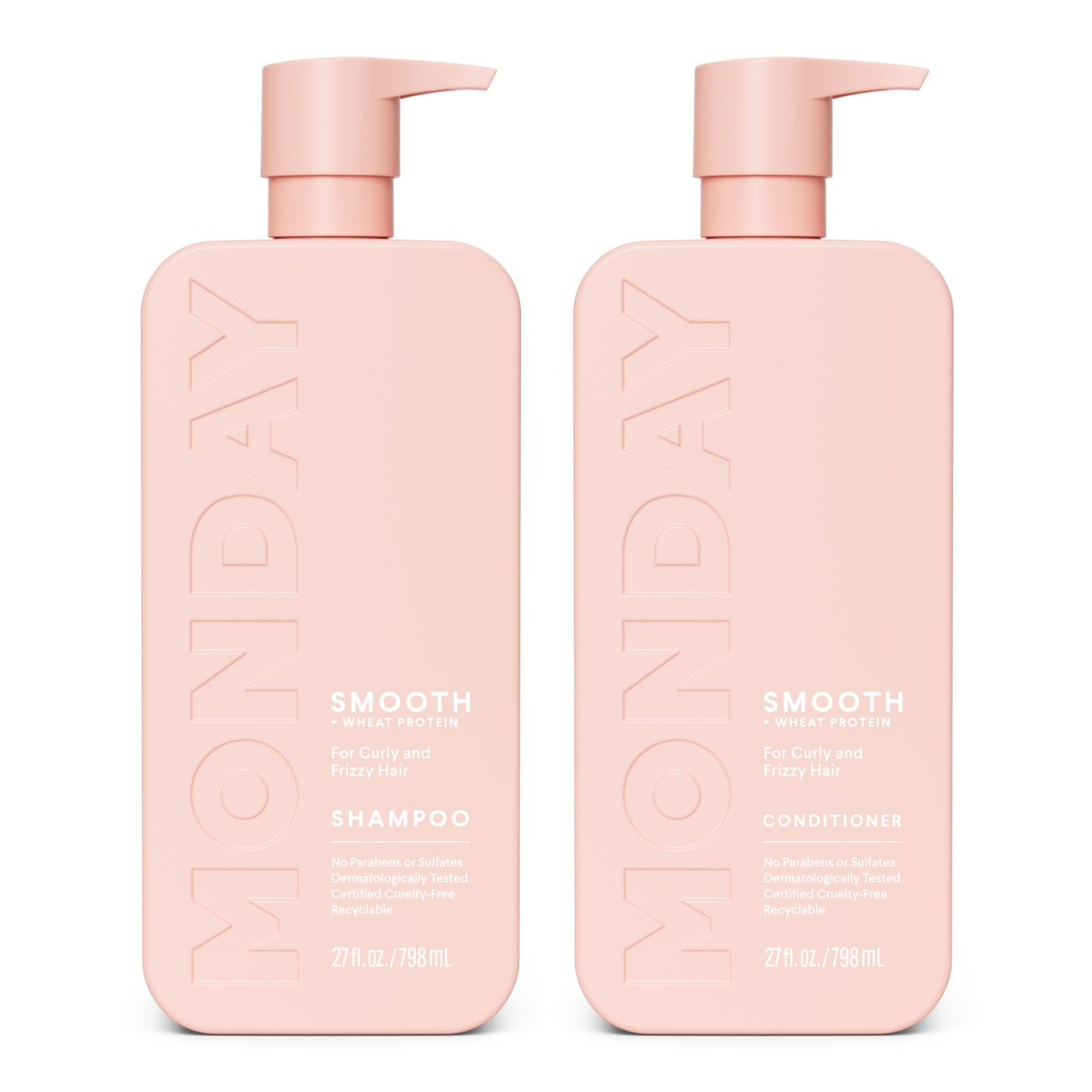 MONDAY HAIRCARE Smooth Shampoo + Conditioner Bathroom Set (2 Count) 27 oz Each For Frizzy, Coarse & Curly Hair Made with Coconut Oil, Shea Butter Beauty & Personal Care MONDAY HAIRCARE