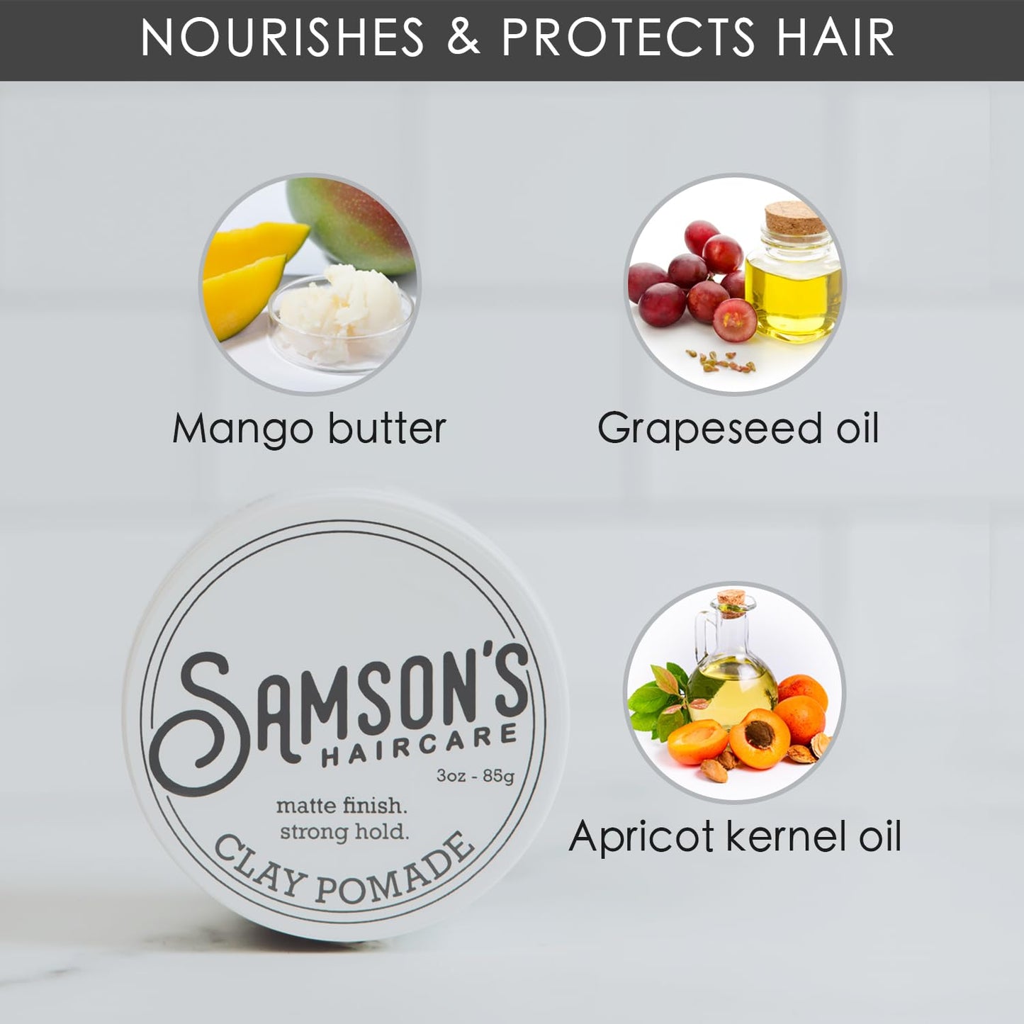 SAMSON'S HAIRCARE Lightweight, Medium Hold, No-Shine, Water-Based Clay Pomade - Nourishes and Holds Hair, 3 oz. Beauty & Personal Care SAMSON'S HAIRCARE
