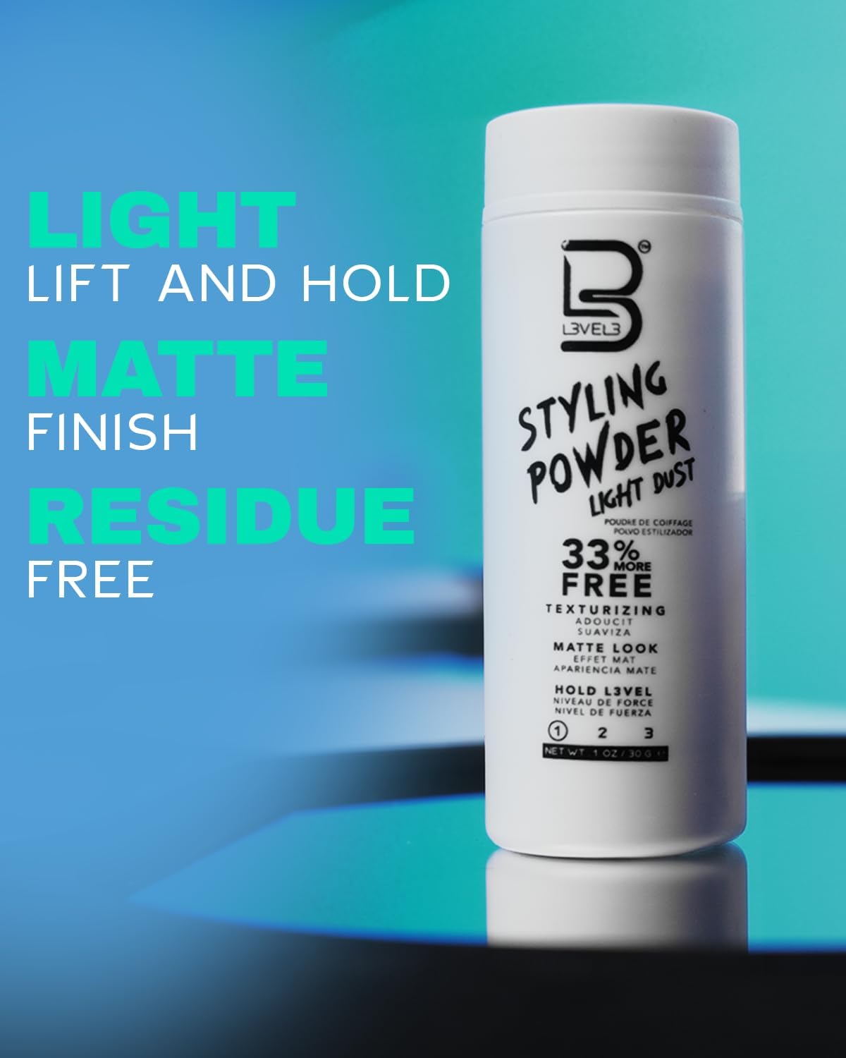 L3 Level 3 Light Hold Styling Powder - Natural Matte Hairstyle - Texturizing and Volumizing (30 Grams) Beauty & Personal Care L3