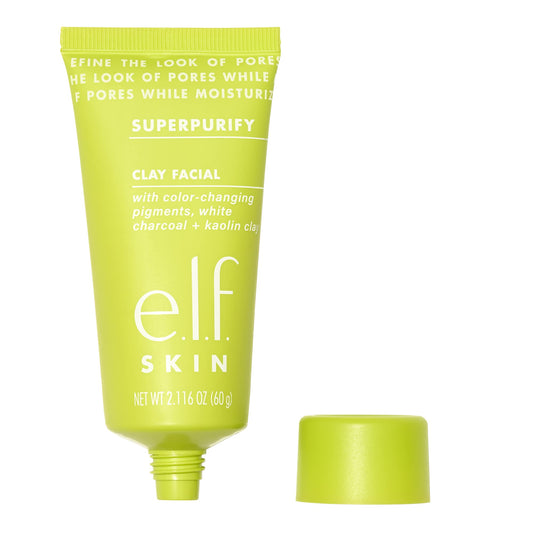 e.l.f. SKIN SuperPurify Clay Facial, Colour-Morphing Mask For Detoxifying & Smoothing Skin, Minimise Pores & Reduce Excess Oil Beauty & Personal Care e.l.f.
