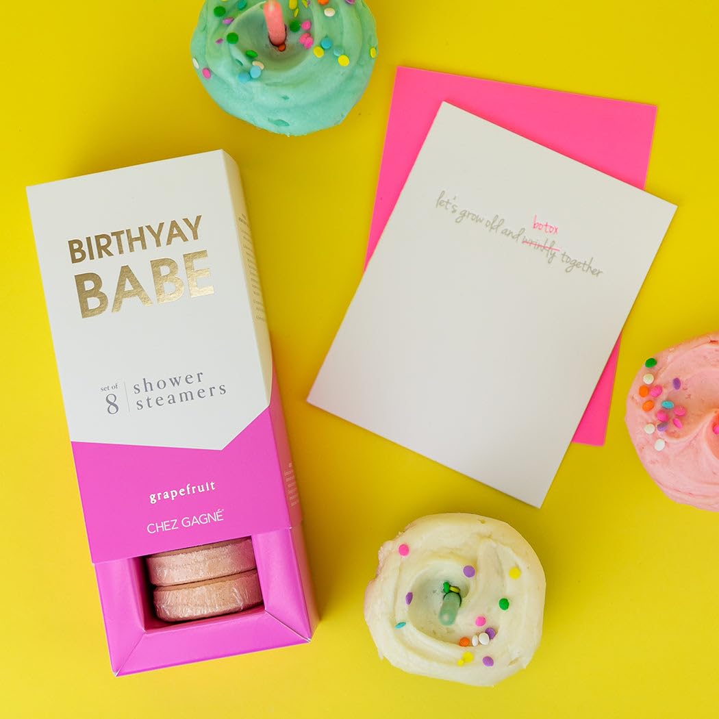 Aromatherapy Shower Steamers - Birthyay Babe - Grapefruit, Set of 8 - Vegan, Cruelty-Free, Made in USA - Paraben, Sulfate & Phthalate-Free - Birthday Beauty and Personal Care Chez Gagné