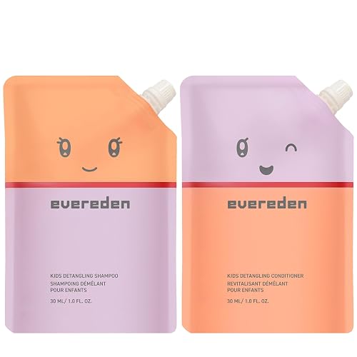 Evereden Kids Mini Haircare Set: Travel Size Hair Detangling Shampoo 1fl.oz & Conditioner 1fl.oz for Children Ages 3+, Plant Protein Peptides & Argan Beauty & Personal Care Evereden
