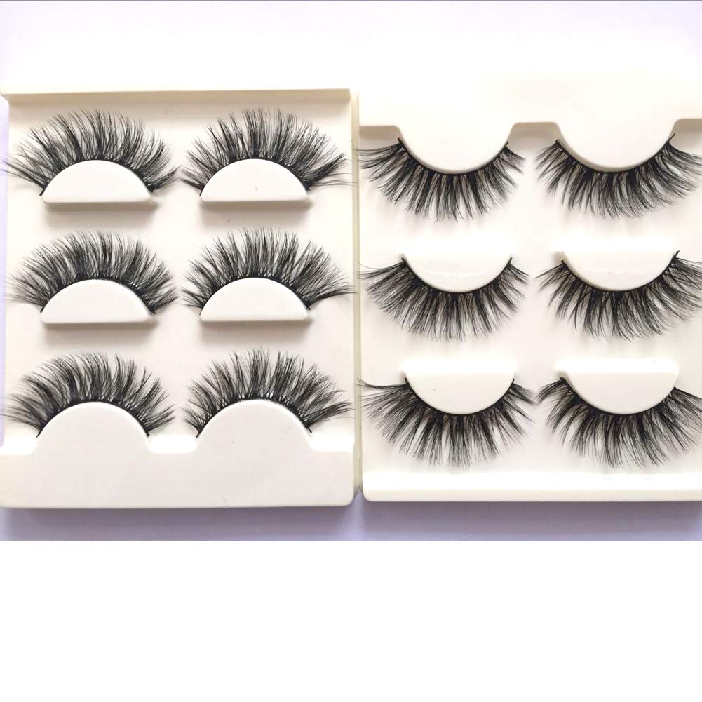 Sunniess Hair Imported Korea Fiber Faux Mink False Eye lashes Handmade Reusable Long Cross Volume Dramatic Lashes Natural Look Makeup Thick Black Fake Beauty & Personal Care Sunniess Hair