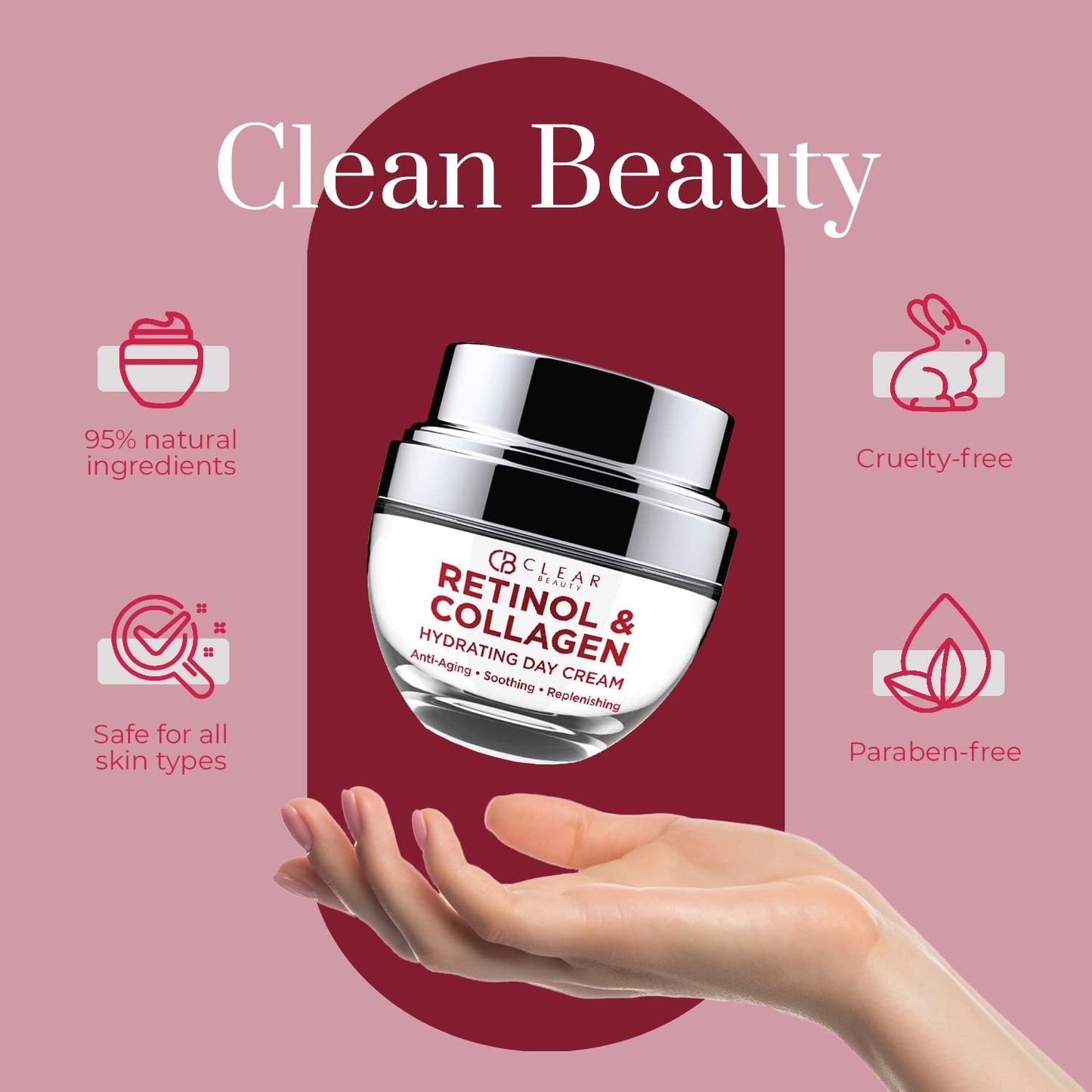 Clear Beauty Retinol & Collagen Face Moisturizer - Dermatologist Tested, Anti Aging Korean Skin Care - Firming Day Cream, Smooths Lines, Hydrates Beauty & Personal Care Clear Beauty