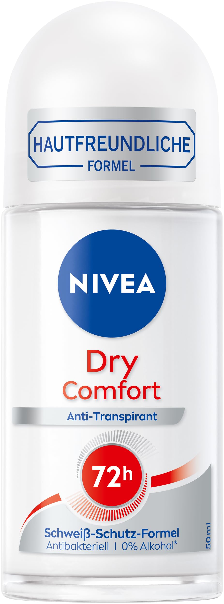 NIVEA Women Dry Comfort Roll-On Antiperspirant Deodorant 50 ml (1.69 fl oz), Alcohol-Free Formula, Gentle Fragrance, Daily Underarm Care, Compact Beauty and Personal Care NIVEA