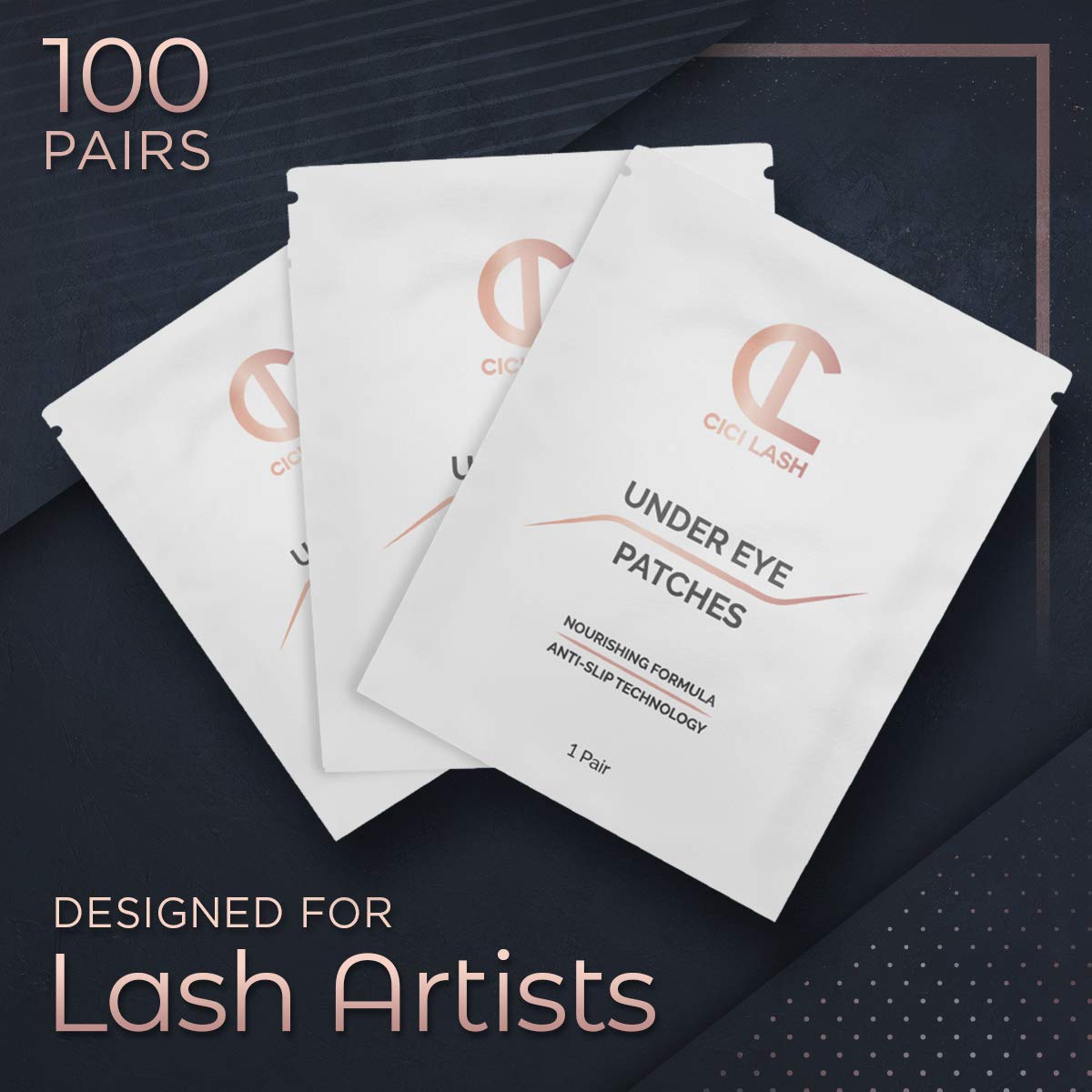 100 Pairs Under Eye Pads for Eyelash Extensions - Professional Lint Free Hydrogel Eye Patches with Moisturizing Vitamin C and Aloe Vera for Eyelash Beauty & Personal Care CICI Lash