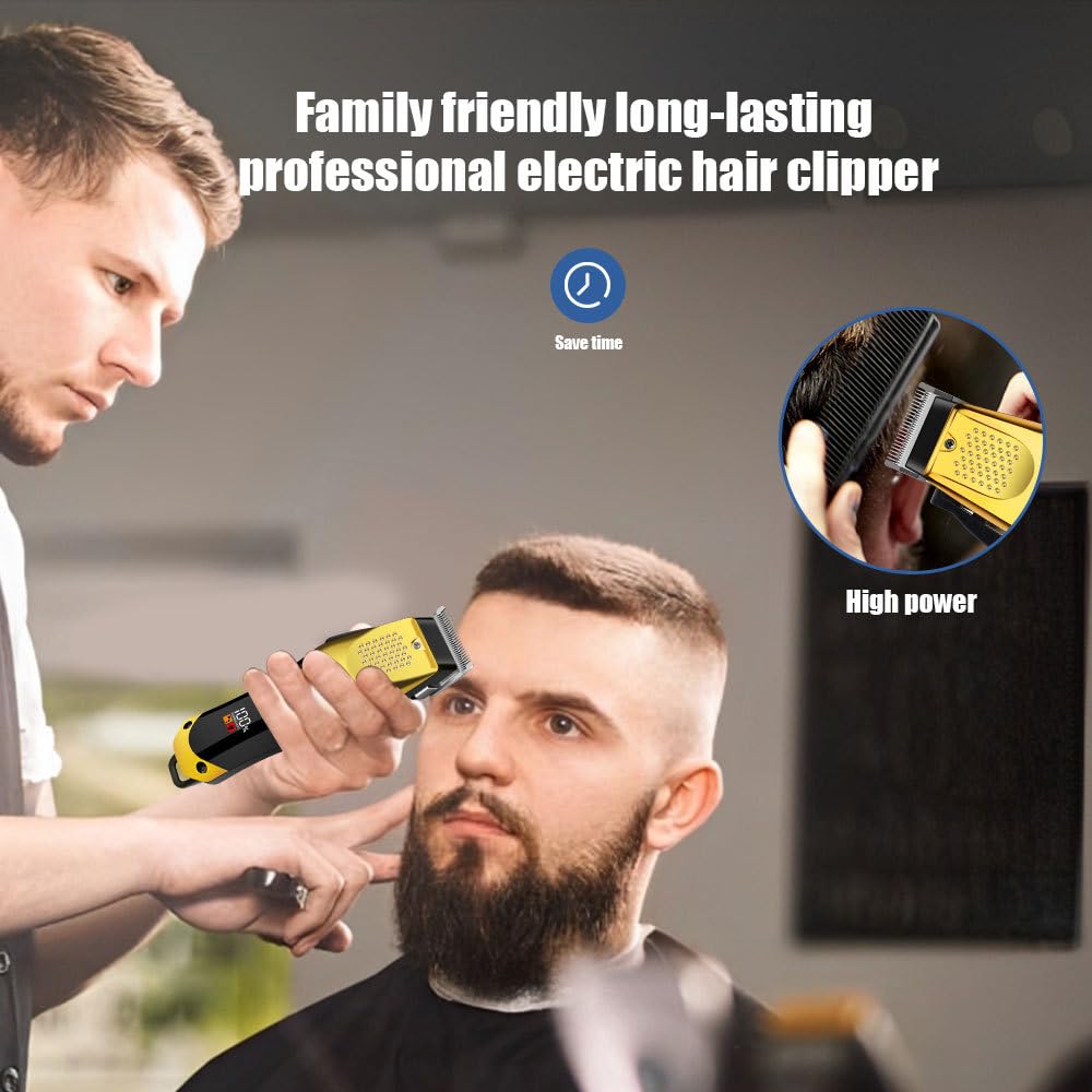 QDKVTNDJZ Professional Hair Clippers for Men - 9000RPM Brush Motor & Stainless Steel Blades, Barber-Grade Cordless & Trimmer Set for Fade Designs Beauty and Personal Care QDKVTNDJZ