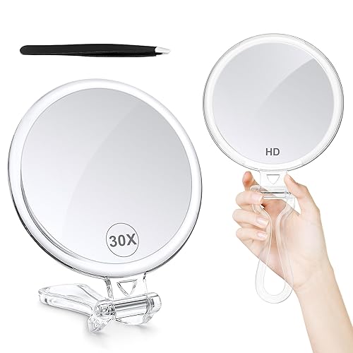 B Beauty Planet 30X Magnifying Mirror for Travel with Handle, Double-Sided 1X/30X Magnification Hand Mirror for Makeup,Travel Mirror for Desk 5 Inches Beauty & Personal Care B Beauty Planet