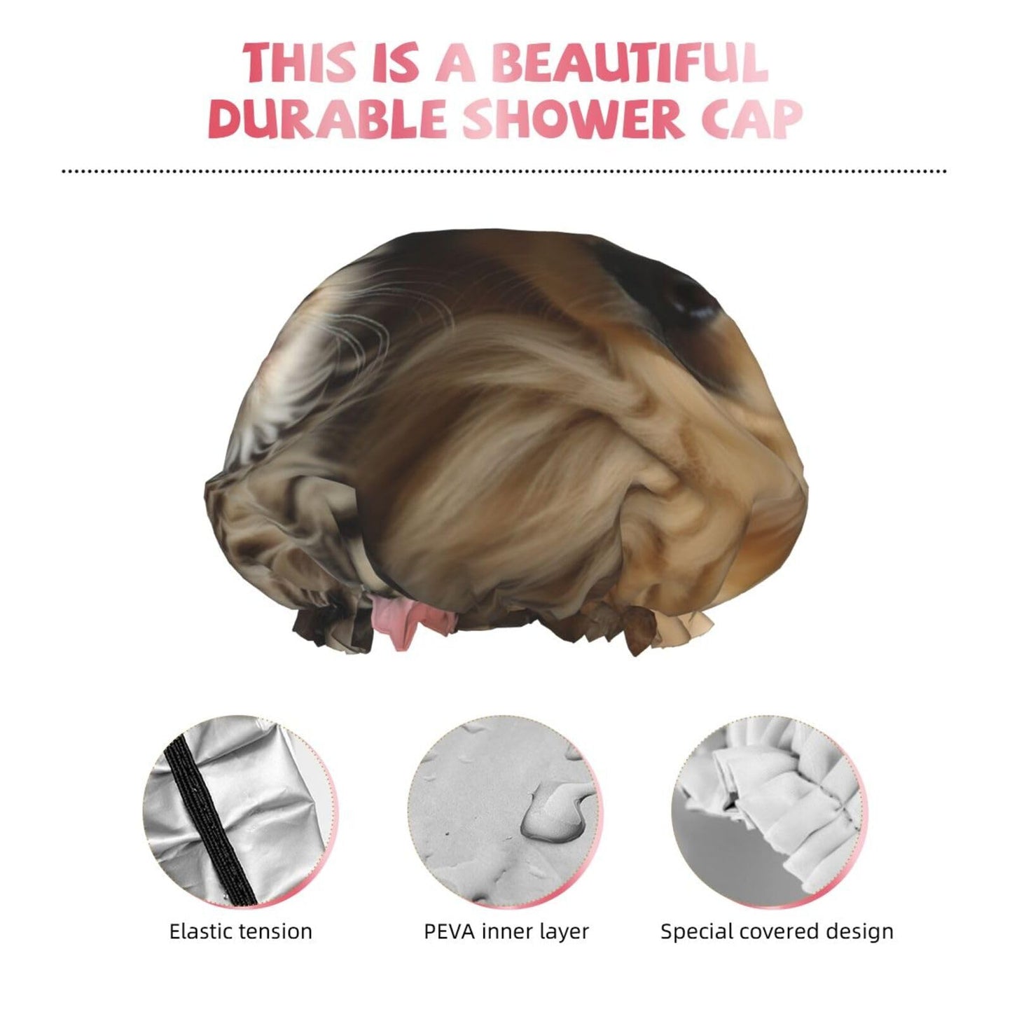 Cats And Dog Shower Cap For Women Reusable Double Layers Bathing Bath Cap Hair Caps Waterproof Elastic Band Ladies Spa Salon Shower Hat Hair Caps Beauty and Personal Care GDSHJKLW
