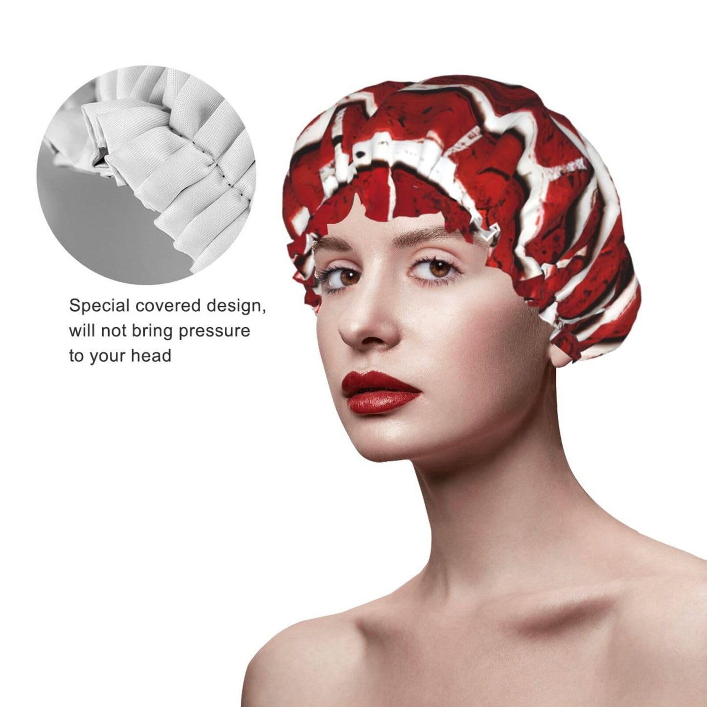 Brick Red Stone Reusable Shower Cap for Women, Double Waterproof Layers Bath Hat, Hair Treatment Essentials Beauty and Personal Care JKXUN