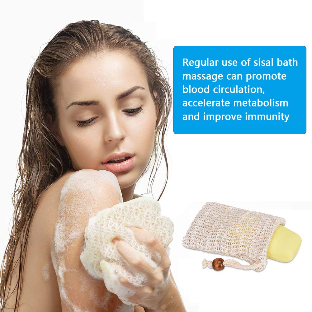 BUYGOO 20 Pack Soap Exfoliating Bag, Natural Soap Saver Hand Made Sisal Mesh Soap Bag Bar Soap Bag with Drawstring for Bath & Shower Use Beauty & Personal Care BUYGOO