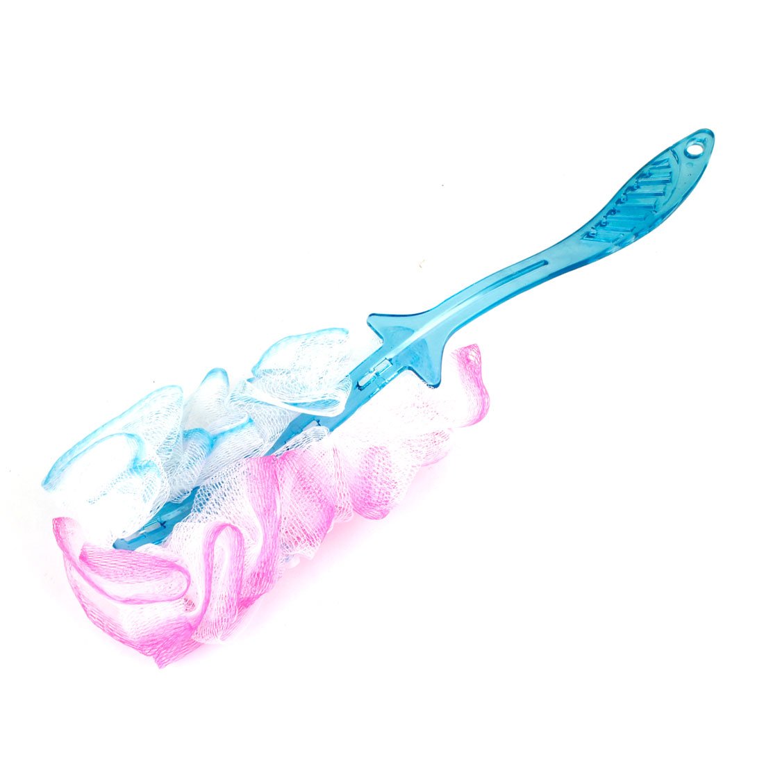 Ruilogod Long Handle Bath Brush Mesh Nylon Back Scrubber Pouf Fuchsia Blue (id: fa6 a8c 311 3c1 82f Beauty and Personal Care Ruilogod