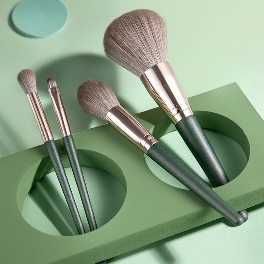 Makeup Brushes 14-Piece Set – Premium Synthetic Cosmetic Brushes for Foundation, Blush, Concealer & Eyeshadow, Travel Bag Included, Green Beauty & Personal Care Aywenny