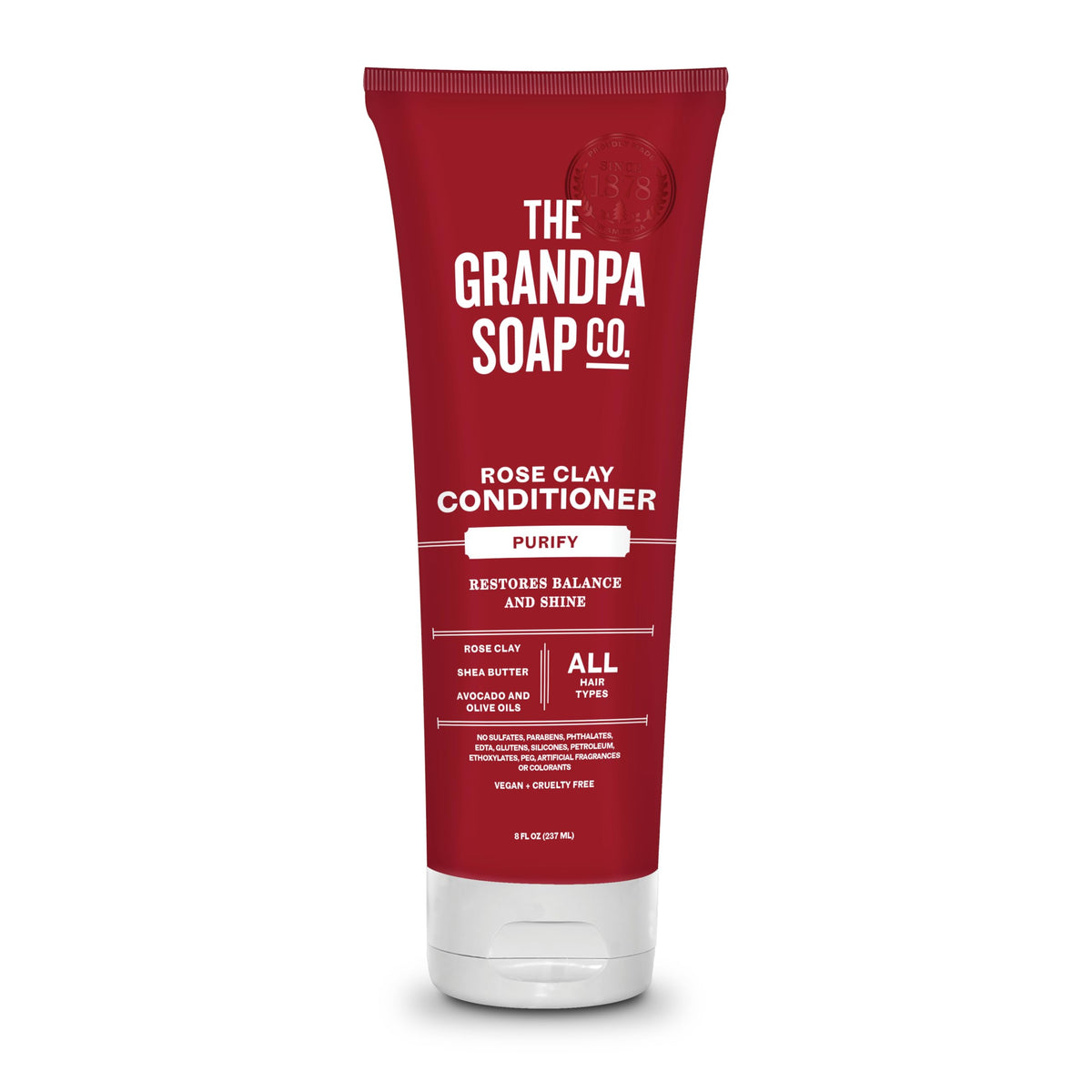 The Grandpa Soap Company Purifying Rose Clay Conditioner - Lift Impurities While Nourishing Hair, With Rose Clay, Shea Butter & Avocado Oil, Vegan,