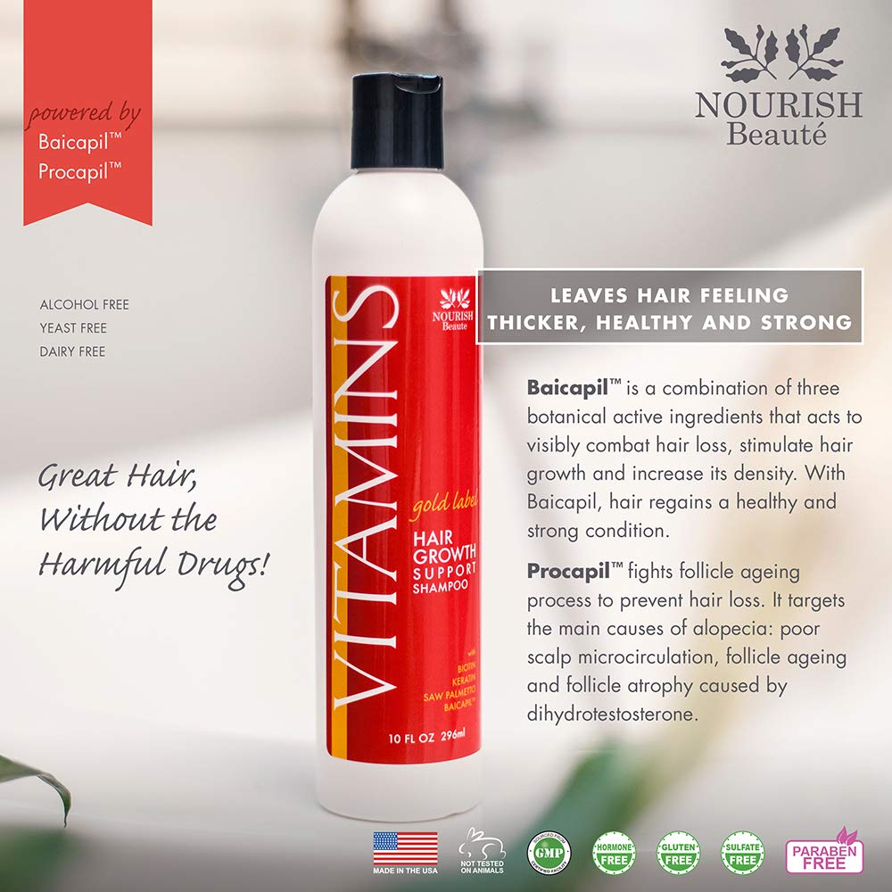 Nourish Beaute Vitamins Premium Shampoo and Conditioner Set for Hair Loss that Promotes Hair Regrowth For Men and Women, 2 Pack, 10 Ounces Each Beauty & Personal Care Nourish Beaute