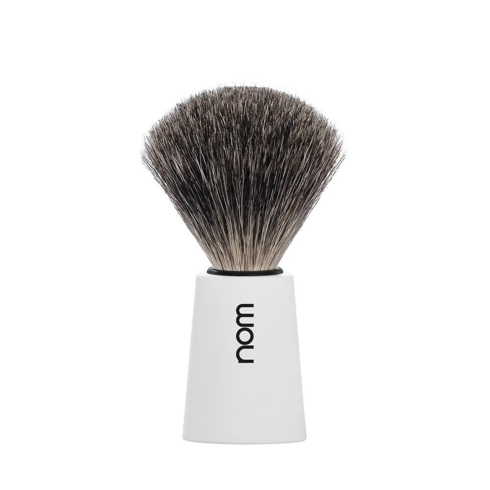 NOM Carl Shaving Brush - Pure Badger Shave Brush for Shaving soaps and creams - Exfoliating Shaving Brush - White handle Beauty and Personal Care MÜHLE