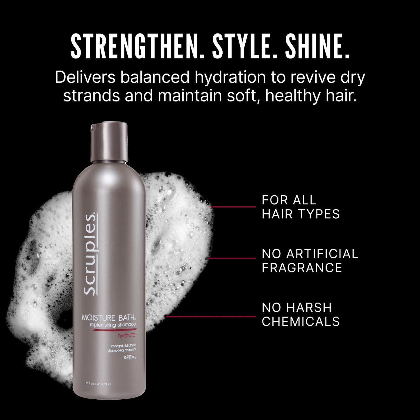 Scruples Moisture Bath Hair Shampoo for Men & Women - Moisturizing Shampoo for Dry, Brittle & Coarse Hair - Helps Restore Shine & Elasticity (12 Fl Beauty & Personal Care Scruples