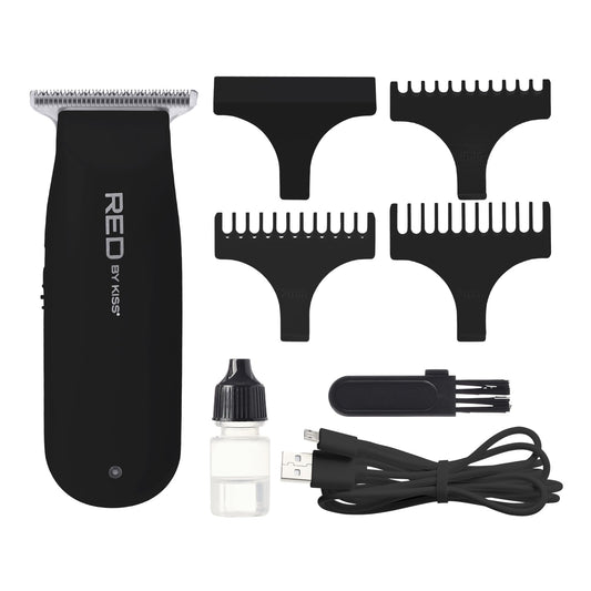 Red by Kiss Hair Clipper, Mini Cordless Hair Trimmer, Long Lasting Hair Cutting Kit, USB-C Rechargeable Haircut Beard Trimming Clippers for Men Women Beauty and Personal Care Red by Kiss