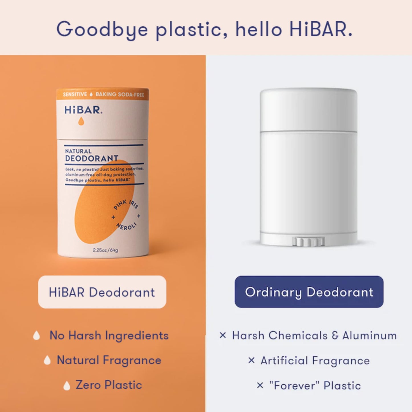 HiBAR Pink Iris & Neroli Sensitive Deodorant - Gentle on Skin, Neutralizes Odor, Absorbs Moisture, Smooth Application, Long-Lasting Protection Beauty and Personal Care HIBAR
