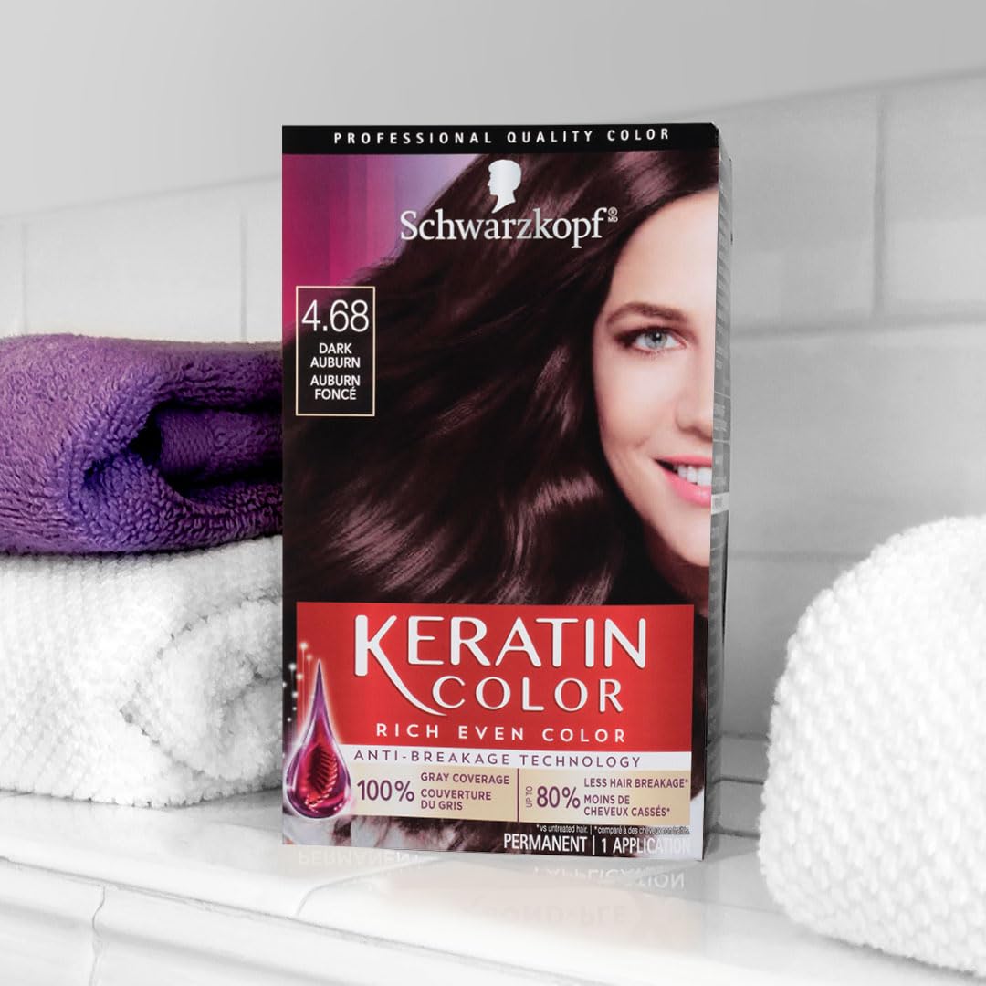 Schwarzkopf Keratin Color Permanent Hair Color Cream, 4.68 Dark Auburn, 1 Kit Beauty & Personal Care Schwarzkopf