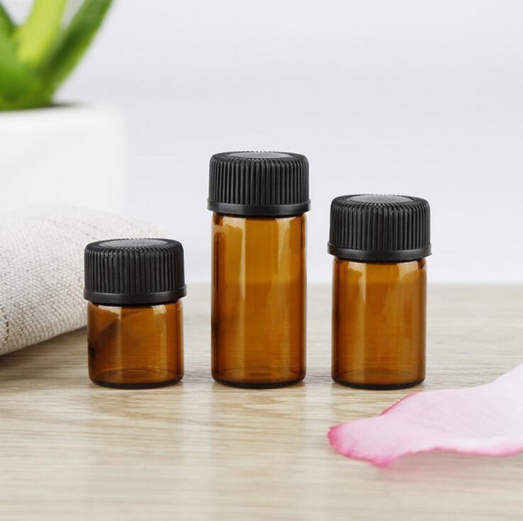 ZbFwmx 12 Pack Set Brown Screw Cap Glass Bottle Small Mini Empty Oil Vial (3ml) Beauty & Personal Care ZbFwmx