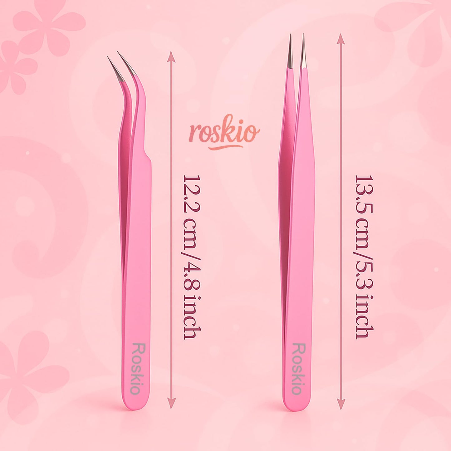Roskio Nail Tweezer, 2pcs Stainless Steel Straight & Curved Nail Art Tweezers for Stickers, Rhinestone, Eyelash Extension, Nail Stickers, Cuticle Beauty & Personal Care ROSKIO