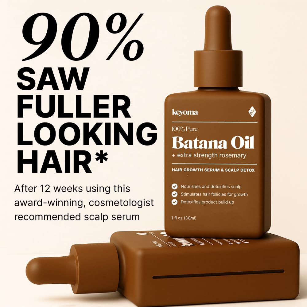 Keyoma Batana Oil for Hair Growth with Rosemary: Nourish & Detox Scalp for Thicker, Stronger, Longer Hair - 100% Organic Batana Oil from Honduras Beauty & Personal Care Keyoma