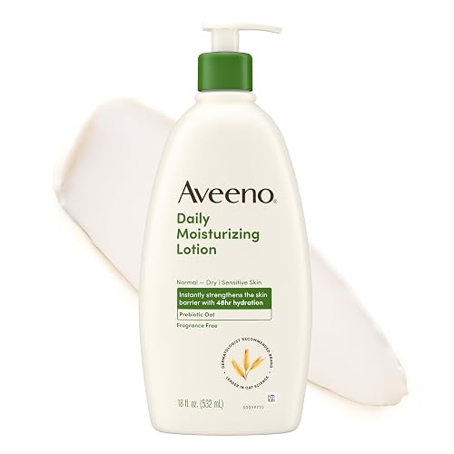 Aveeno Daily Moisturizing Body Lotion for Normal to Dry Skin, Moisturizer with Soothing Prebiotic Oat, Non Greasy, Non Comedogenic, Fragrance Free Beauty & Personal Care Aveeno