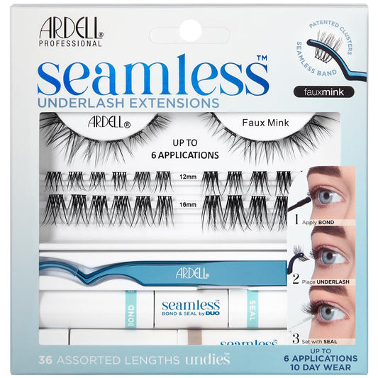 Ardell Seamless Eyelash Extension Kit, Faux Mink - Customizable DIY Lash Clusters, Includes Bond & Seal and Applicator for Long-Lasting Natural