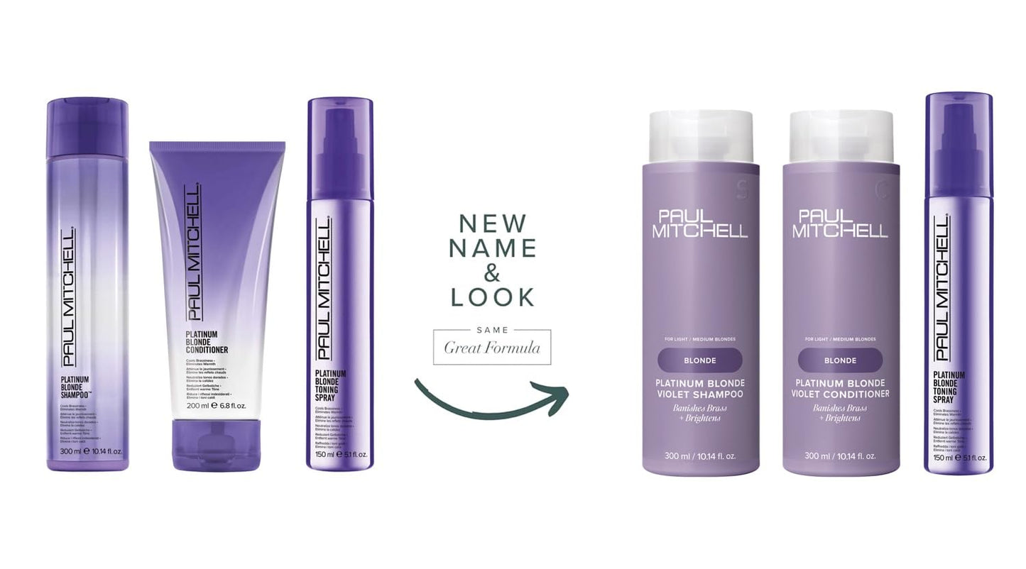 Paul Mitchell Platinum Blonde Trio Set - Shampoo, Conditioner and Toning Spray for Natural and Color-Treated Blonde, White and Silver Hair - Banishes Beauty & Personal Care Paul Mitchell