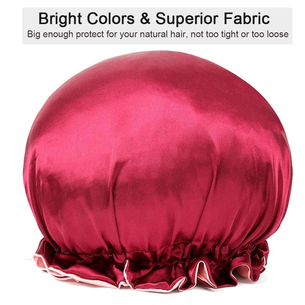 Reversible Satin Bonnet for Sleeping Double Layer Night Sleep Cap Women Adjustable Elastic Head Wrap Turban Wine Red Beauty and Personal Care PENINSULA LOVE