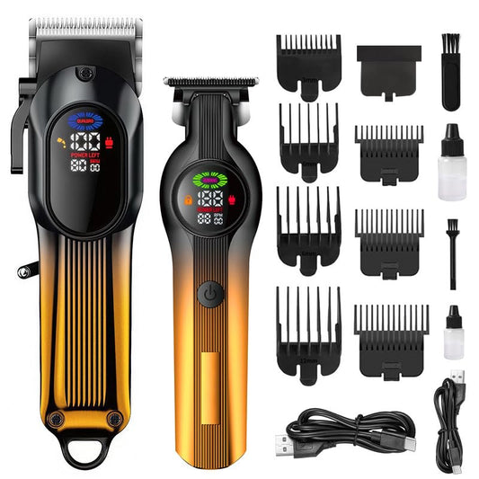 Professional Hair Clippers for Men Barber and Trimmer Set Cordless for Cutting with Powerful Motor LED Display 7 Limit Combs Rechargable Electric Beauty and Personal Care GLESVOWIO